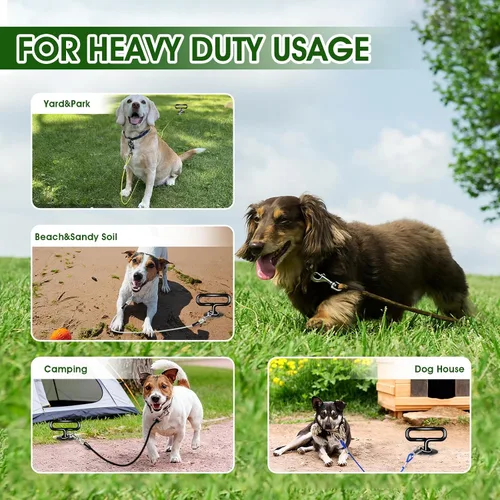 Miniatura 5 de Estaca de amarre para perros grandes de hasta 250 libras, estaca resistente para acampar en el patio exterior, anclaje de suelo giratorio de 360°