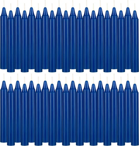 Miniatura 46 de SRG 40 mini velas cónicas color azul claro sin perfume, 4 pulgadas de alto x 1/2 pulgada de diámetro, ideal para lanzar campanadas, rituales