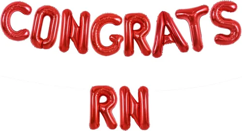 Miniatura 46 de TONIFUL Decoraciones de graduación de enfermeras 2026, globos negros de felicitaciones RN 2026 de 16 pulgadas RN 2026, pancarta de clase de 2026