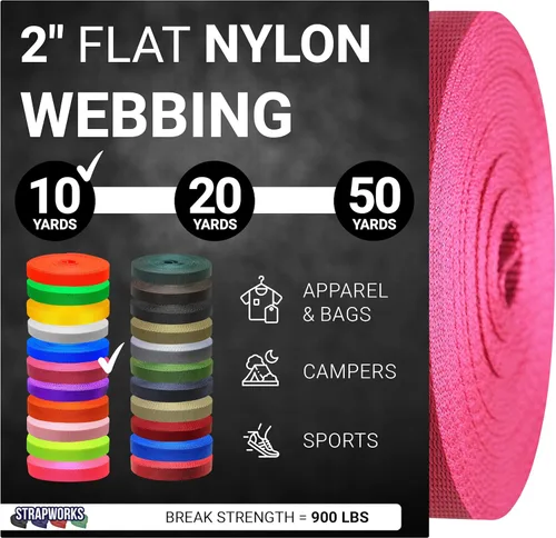 Miniatura 15 de Strapworks - Correa de nailon resistente de 2 pulgadas para cinturón, mochila, correa, collar, correa de perro, sujeción y más, 9, 18 o 45.7 metros