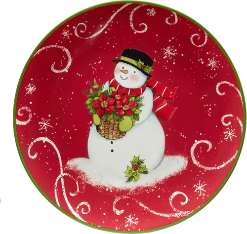 Miniatura 4 de Certified International Holiday Magic Snowman - Juego de 4 platos de postre/ensalada de 9 pulgadas