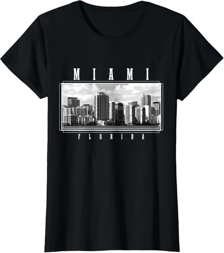 Miniatura 37 de Miami Skyline Florida Pride Vintage Miami Camiseta, Negro