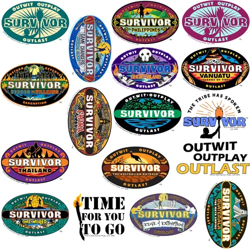 Miniatura 3 de Survivor - Paquete variado de 100 calcomanías de vinilo troqueladas – Calcomanías de logotipo icónicas de temporada para laptop, botella de agua