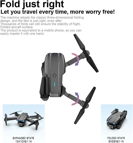 Miniatura 4 de Sonilco Mini dron E99 con doble cámara, retención de altitud, despegue/aterrizaje con una tecla, diseño plegable, giroscopio, modo sin cabeza, 2