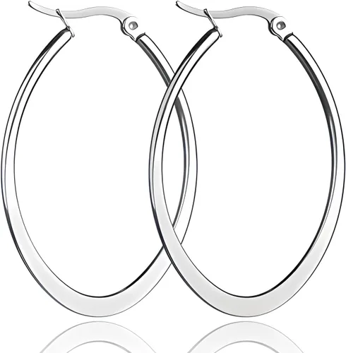 Aretes de aro ovalados dorados y plateados para mujer, grandes, grandes, para uso diario, diseño de gota de agua, idea de regalo para madre y mejor
