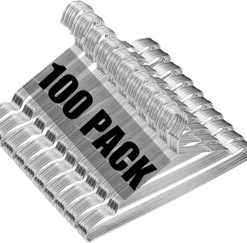 Paquete de 100 perchas de alambre resistentes para colgar ropa, ultrafinas que ahorran espacio, perchas de metal de 16.5 pulgadas por WYCQKL