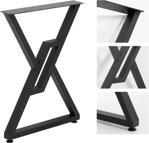 Miniatura 8 de Patas de metal para mesa, paquete de 2 patas resistentes para muebles de 28 pulgadas de alto, 20 pulgadas de ancho, estilo rústico y cuadrado, patas