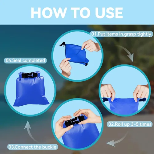 Miniatura 3 de 6 bolsas secas impermeables, bolsas secas ligeras para kayak, impermeables, bolsa impermeable al aire libre para kayak, senderismo, canotaje, 6