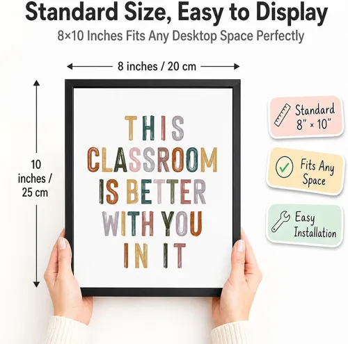 Miniatura 2 de Este aula es mejor contigo en ella, decoración de pared motivacional positiva, letreros para profesores, bienvenida al aula, decoración boho