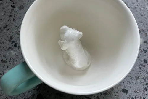Miniatura 8 de Creature Cups - Taza de cerámica con diseño de perro (11 onzas, exterior verde agua) - Taza con animal 3D oculto en su interior - Taza de cachorro