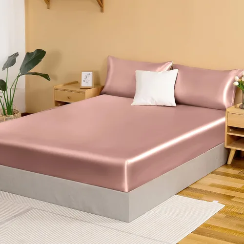 Miniatura 10 de NSGZ Sábana Bajera Ajustable de Satén Twin, Sábana Bajera Sedosa Individual Solamente, Sábanas de Cama Inferiores Suaves de Bolsillo Profundo, Sin
