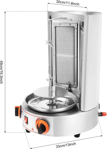 Miniatura 8 de Máquina de Asador de Shawarma Eléctrica Weglae, Asador Vertical de Acero Inoxidable, Máquina de Barbacoa Comercial, Máquina Rotisserie de Encimera