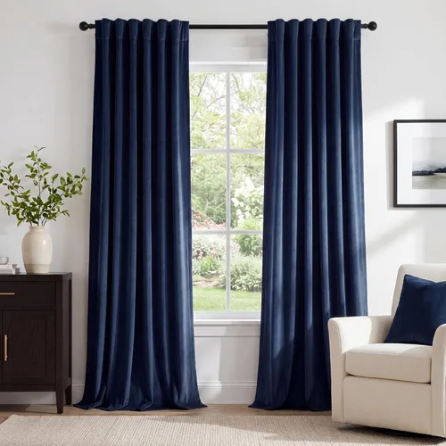 Miniatura 18 de StangH - Cortinas opacas de terciopelo con pestaña trasera, aislamiento térmico, para puerta corrediza, dormitorio, telón de fondo, estudio, teatro