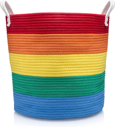 Cesta grande de lavandería para bebé, diseño de arcoíris, para decoración de aula, organizador de juguetes y cesta de almacenamiento para mantas,