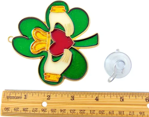 Miniatura 2 de Atrapasoles del día de San Patricio Claddagh trébol irlandés adorno para ventana de decoración