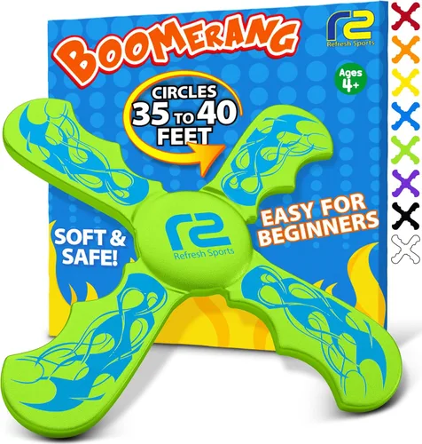 Miniatura 14 de Juguetes al aire libre para niños Boomerang – Divertidos regalos para niños de 6 años y juguetes voladores suaves para niños de juego en interiores