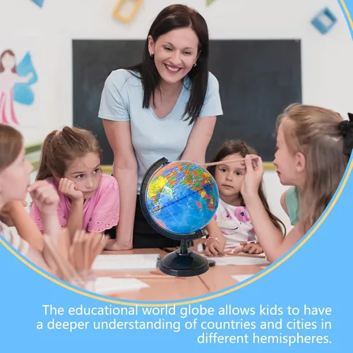 Miniatura 7 de Globo mundial geográfico de 6 pulgadas para niños, globo educativo con soporte, decoración decorativa giratoria de mapa del mundo, globo político
