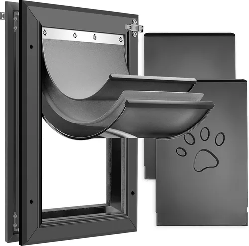 Miniatura 8 de [Petoasis] Puerta para perros de servicio pesado de 3 solapas, marco de aleación de aluminio a prueba de óxido, puerta para perros de clima extremo