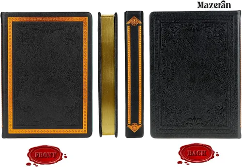 Miniatura 3 de Mazeran Diario vintage, tapa dura de piel sintética, cuaderno de escritura retro en relieve, agenda personal con forro universitario, 5.5 x 7.7