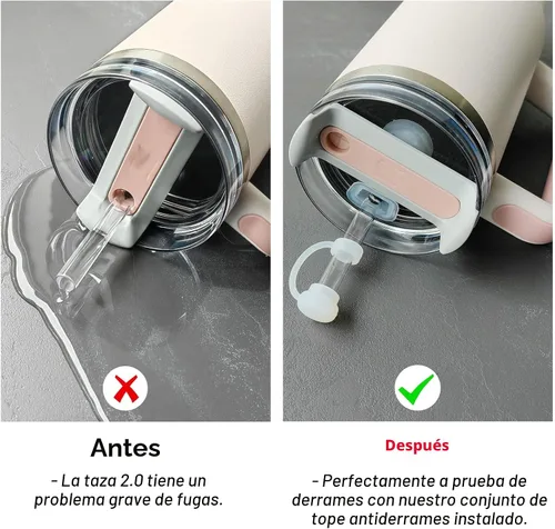 Miniatura 3 de HOMDSG Juego de tapones antiderrames para Stanley Cup 2.0 de 40 onzas y 30 onzas, accesorios que incluyen tapa de pajilla, tapón de fijación
