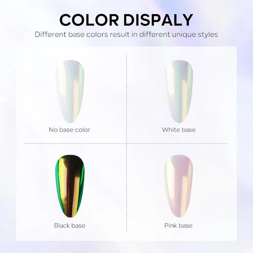 Miniatura 2 de Ownest 2 piezas de polvo de uñas cromado neón, pigmento de purpurina de uñas cromadas de unicornio, pigmento iridiscente en polvo Aurora para uñas