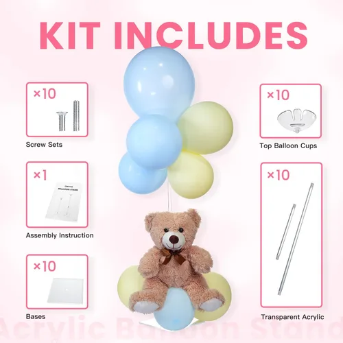 Miniatura 2 de TEKXYZ Soportes de globos de acrílico transparente para mesa, altura ajustable de 15.75 pulgadas, 23.6 pulgadas, 31.5 pulgadas, centros de mesa