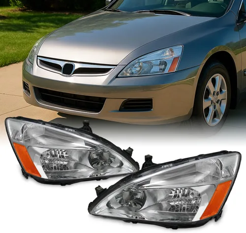 AKKON - Para Honda Accord Coupe/Sedan Modelo OE 2003-2007 Faros de repuesto para faros delanteros de conductor/pasajero cubierta cromada.