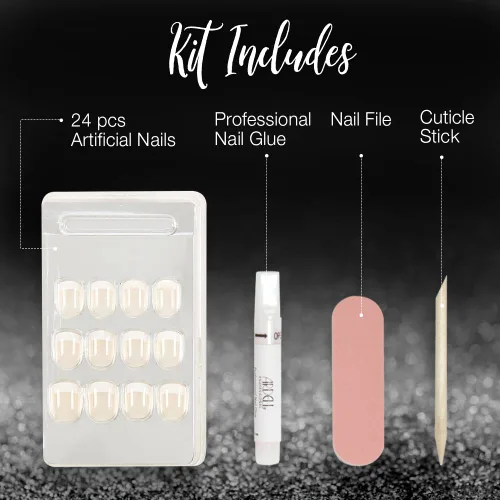 Miniatura 5 de Ardell Nail Addict - Juego de uñas artificiales, francés clásico