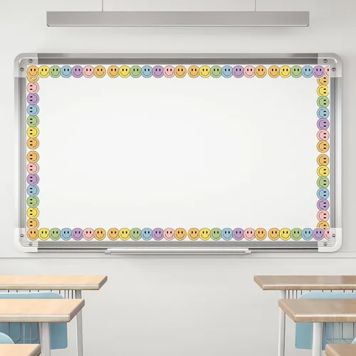 Miniatura 5 de Whaline 24 tiras magnéticas para tablón de anuncios de cara feliz, diseño bohemio con cara sonriente, tiras magnéticas para decoración de regreso a