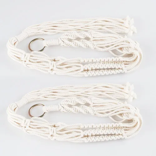 Miniatura 9 de Colgador de macramé para colgar plantas, cuerda de algodón, 4 patas para decoración de interiores y exteriores, juego de 2 (34 pulgadas)