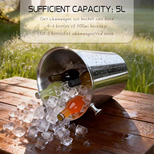 Miniatura 4 de Cubo de hielo con soporte de acero inoxidable para Navidad, cubo de hielo, cubo de vino en rejilla, cubo de hielo dorado champán para vino, cerveza
