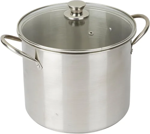 Miniatura 9 de GoodCook Horno holandés clásico de acero inoxidable de 5 cuartos de galón con tapa de vidrio templado, color plateado