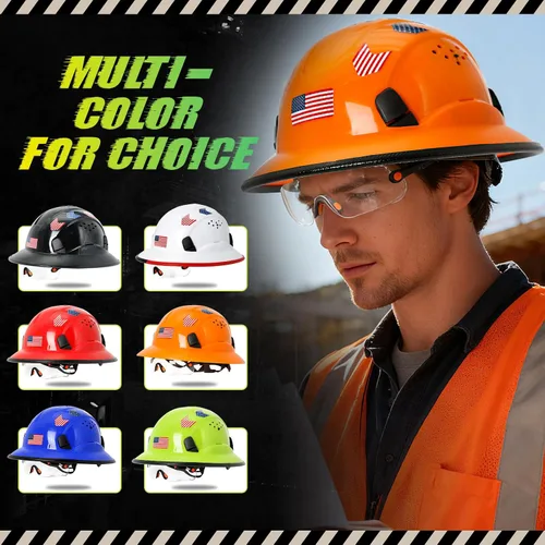 Miniatura 9 de Cascos De Construcción de ala completa Cascos de seguridad aprobados por OSHA con visera transparente - Casco de seguridad de construcción ventilado