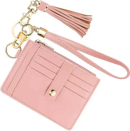 Miniatura 18 de KNGITRYI Billeteras pequeñas de pulsera para mujer RFID para tarjetas de crédito, cartera con llavero, cartera para tarjetas de crédito