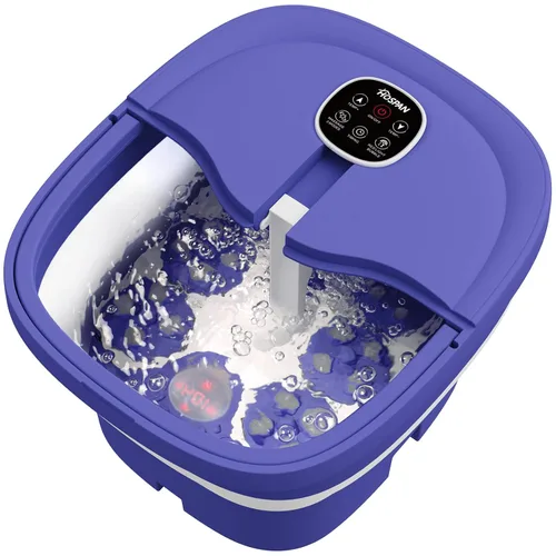 HOSPAN Masajeador Eléctrico Plegable para Pies, Spa de Hidromasaje con Calor, Burbujas, Control Remoto y 24 Bolas de Masaje Shiatsu Motorizadas. Spa
