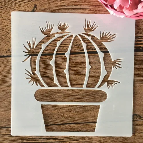 Miniatura 8 de TIAMECH 8 plantillas reutilizables de cactus para pintar, plantas suculentas y plantillas de capas de palmeras, arte de pared de bricolaje, muebles