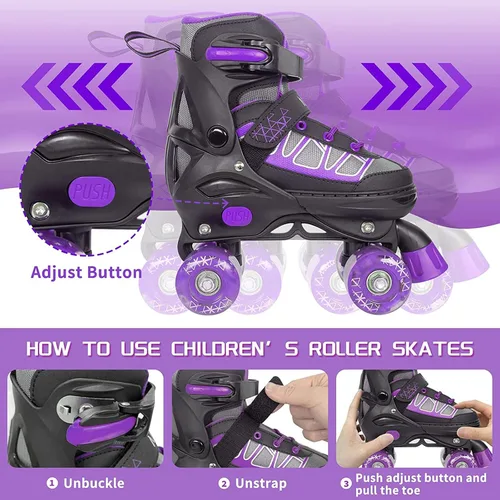 Miniatura 4 de MammyGol Roller Skates for Kids Boys Girls, Adjustable Quad Skates with Light Up Wheels for Toddler Little Kids Ages 6-12, Beginners Outdoor Sports