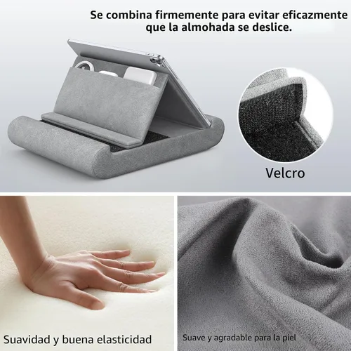 Miniatura 4 de CreaDream Soporte de almohada para tablet, soporte plegable para tableta, para regazo, cama y escritorio, almohadilla suave con bolsillo y soporte