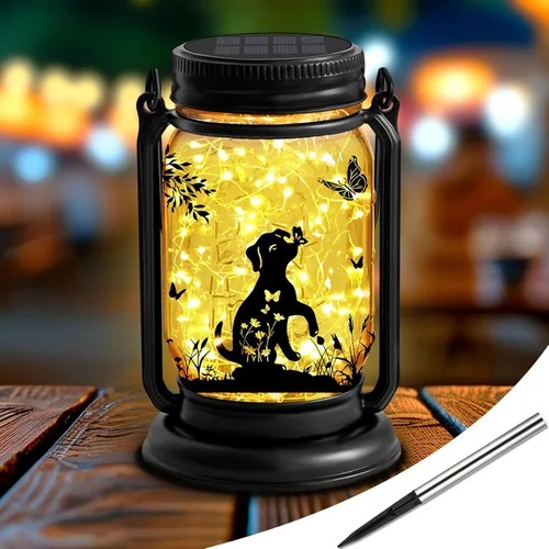 Miniatura 12 de Paquete de 2 faroles solares para perros 3 en 1 impermeables para exteriores, regalos de cumpleaños para amantes de los perros, mujeres, mamá
