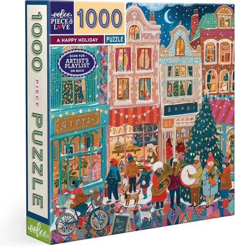 eeBoo Rompecabezas de 1000 piezas - Un rompecabezas de vacaciones felices para adultos, cuadrado de 23 x 23 pulgadas, hecho con tablero reciclado y