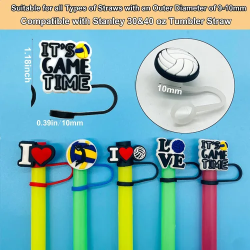 Miniatura 5 de 10 tapas de popote para vaso Stanley Cup de 30 y 40 onzas, de 0.394 in, reutilizables, de silicona, para popotes, accesorios para copas Stanley