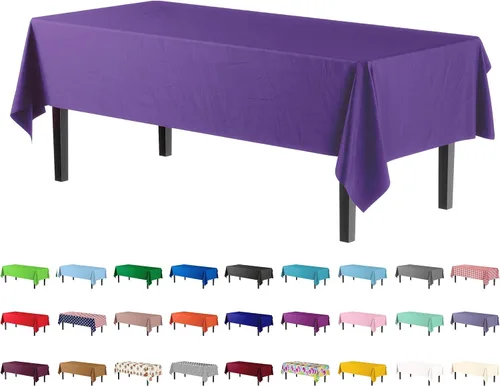 Miniatura 54 de Party Solids Paquete de 4 manteles de plástico color azul aguamarina, 54 x 108 pulgadas, mantel desechable para fiestas y pícnics