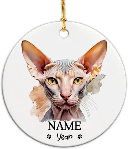 Miniatura 11 de Adornos de Navidad abisinios 2026, adorno de cerámica con nombre personalizado de gato, regalo de gato abisinio para hombres y mujeres, amantes