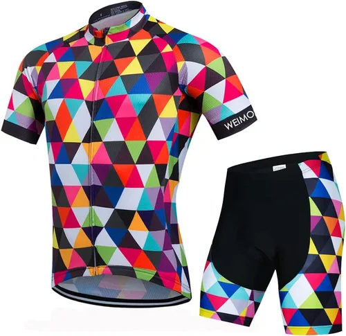 Miniatura 181 de Weimostar Hombre Ciclismo Jersey Manga Corta Bicicleta Ropa Multicolor Diamante