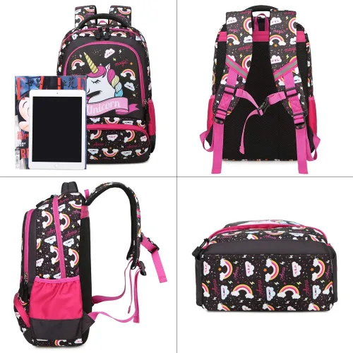Miniatura 60 de Juego de mochila para niñas y adolescentes, mochila escolar para niños con bolsa para el almuerzo, estuche para lápices, mochilas escolares