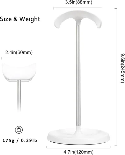 Miniatura 6 de Soporte para auriculares, soporte curvo con bandeja de almacenamiento, soporte para auriculares de base pesada para AirPods Max, AirPods, AirPods