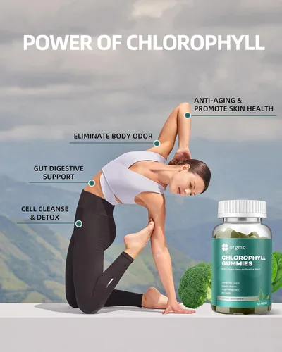Miniatura 5 de Gomitas de clorofila para olor corporal, sin azúcar, 120 unidades, suplemento desodorante interno para mujeres/hombres con ACV Chlorella Spirulina