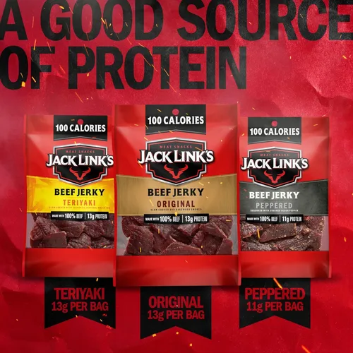 Miniatura 5 de Jack Link's Paquete variado de carne seca de res, incluye original, teriyaki y cecina picada, paquete de bocadillos de proteína a granel, buena