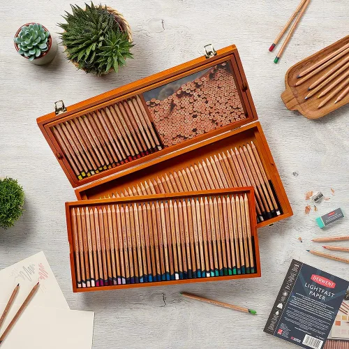 Miniatura 8 de Derwent Lápices de colores Lightfast, calidad profesional, caja de madera, juego de 100, 2305693