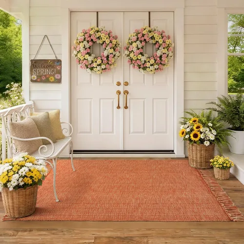 Miniatura 95 de Collive Alfombra Larga para Pasillo de 2.6' x 7', Alfombras Lavables para Interiores de Entrada, Alfombras de Cocina Trenzadas Tejidas Beige/Crema
